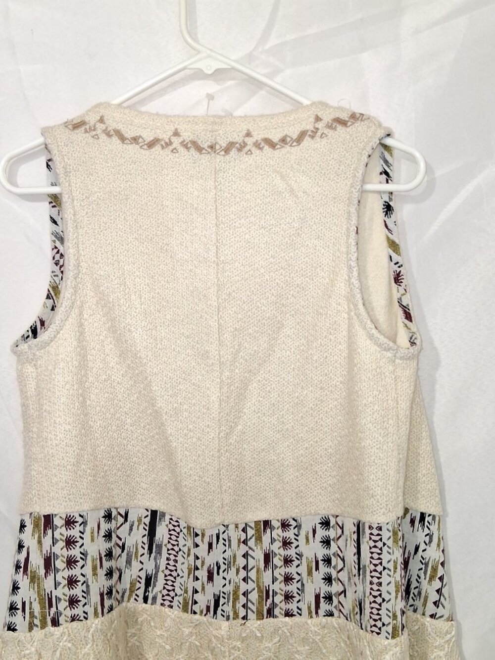 Miss Me Tribal Aztec Fringe Vest Boho Festival Western Knit Open Front Size M - Picture 9 of 14